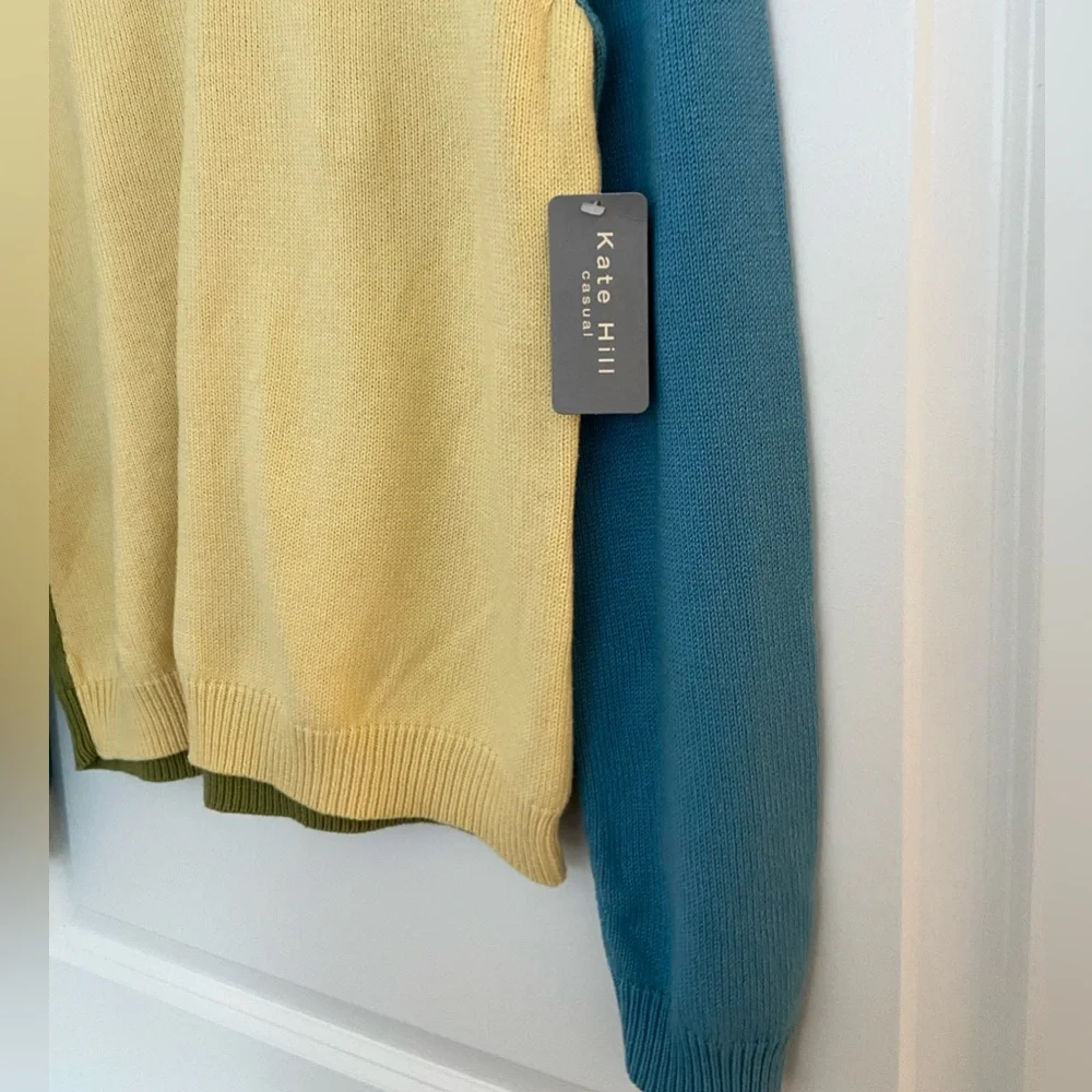 NWT Kate Hill, color block, crew neck sweater - Picture 3 of 6